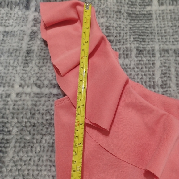 Goddiva London Bodysuit One Shoulder Ruffle Asymmetrical with Ruffles Pink sz XS - Picture 7 of 8